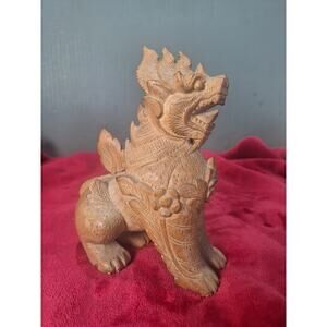 Hand Carved Wood Dragon Figure Asian Style Mythical Creature Folk Art- Excellent